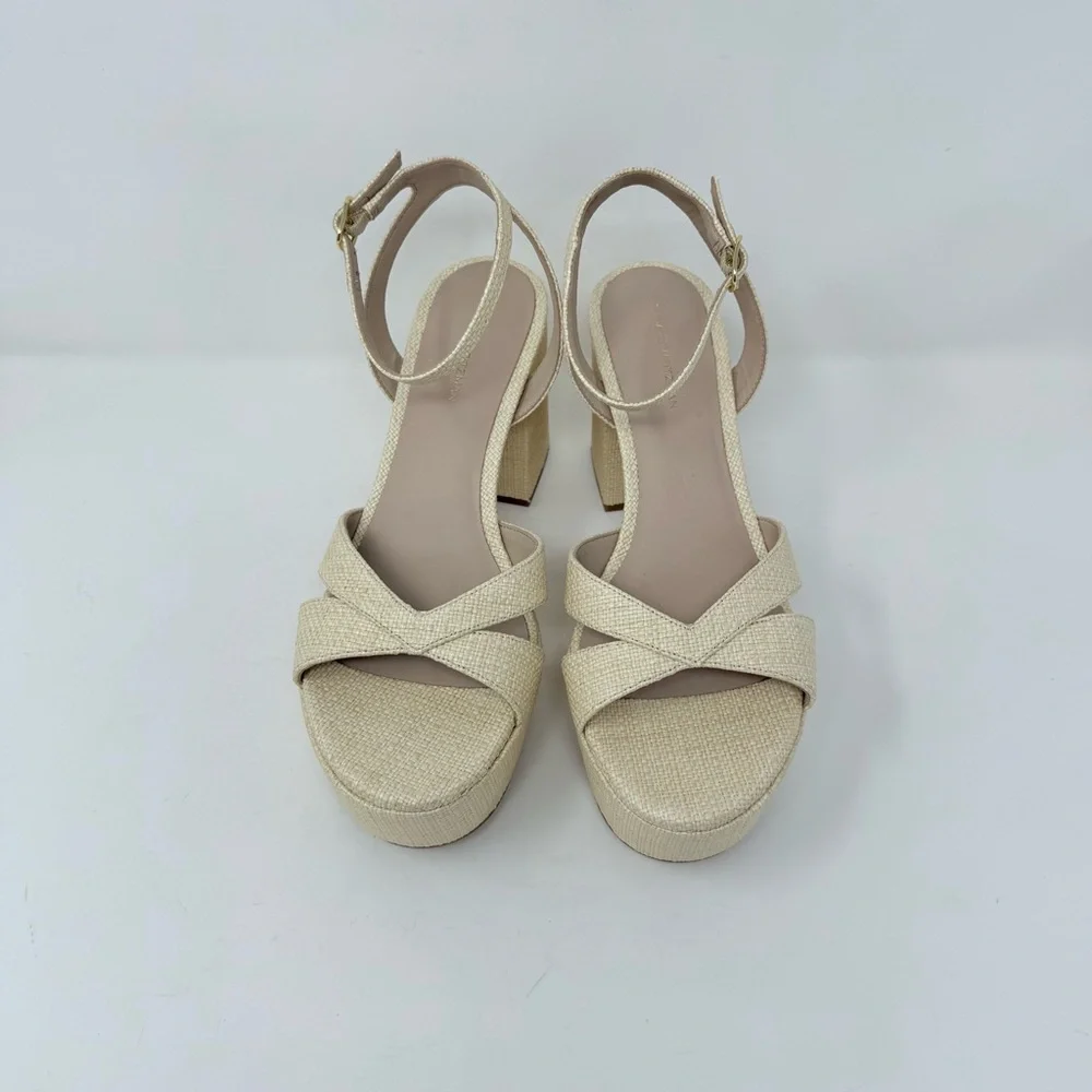 New Stuart Weitzman Miami Mid Platform Sandals Natural Sz 9.5